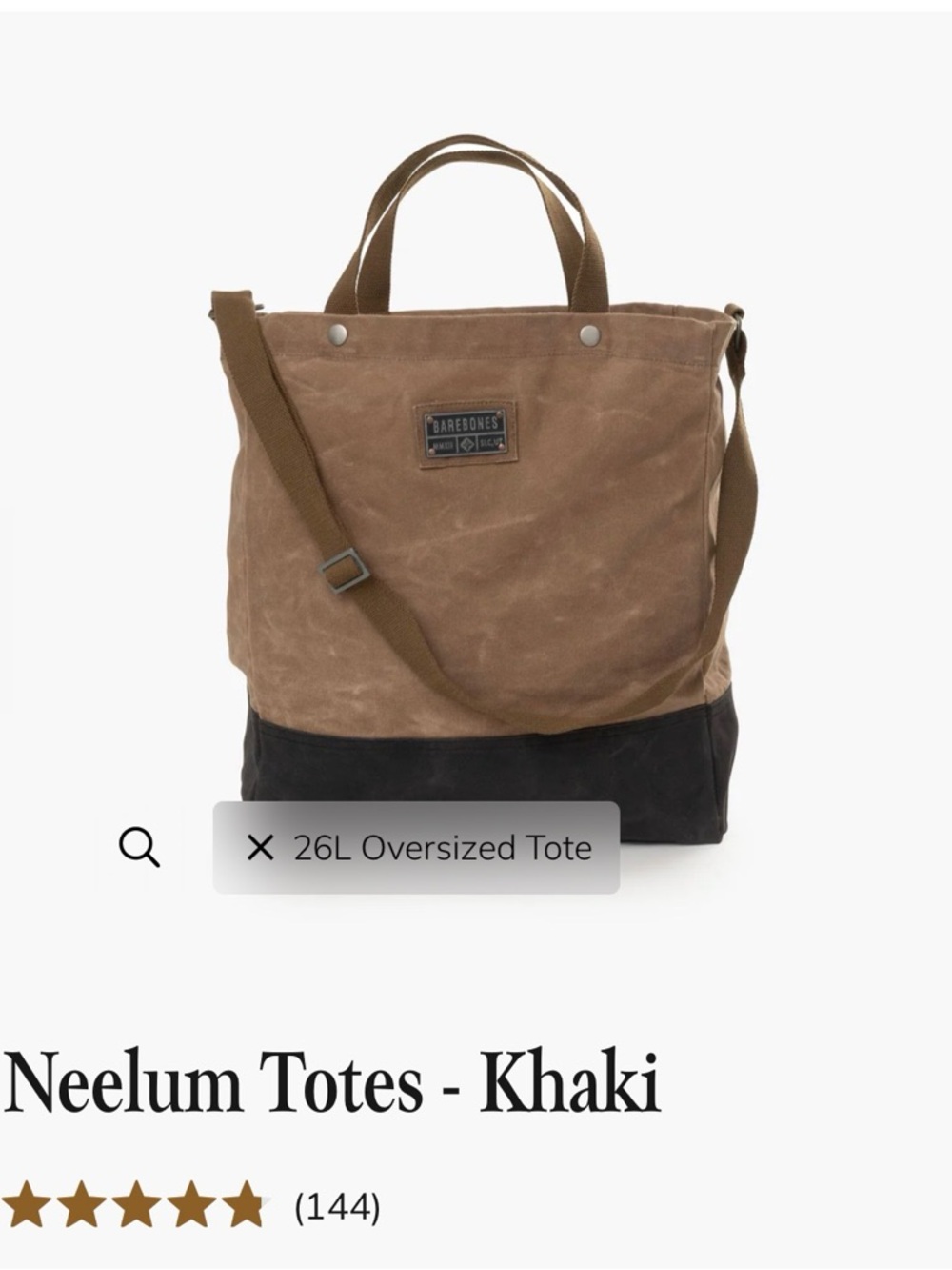 Neelum Oversized Tote - Khaki/Black